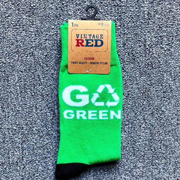 Vintage Red Other - 3/$18 “Go Green” Earth Day Funny Novelty Socks - Brand New